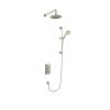 Arcade Nickel Concealed Thermostatic Dual Outlet Shower Valve with Fixed Head and Wall Arm + Slide Rail Kit