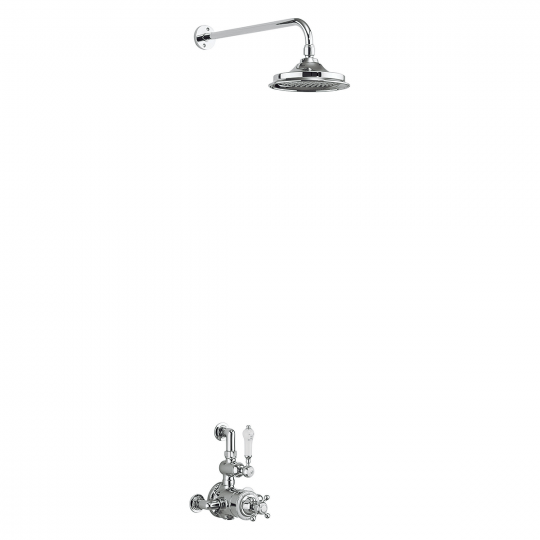 Burlington Avon Exposed Thermostatic Single Function Shower Valve with Fixed Head and Wall Arm
