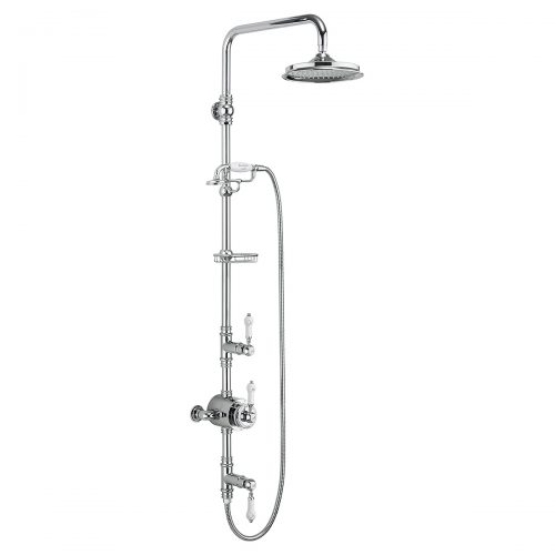 Burlington Stour Exposed Thermostatic Dual Function Shower Valve with Vertical Riser, Fixed Head and Shower Handset