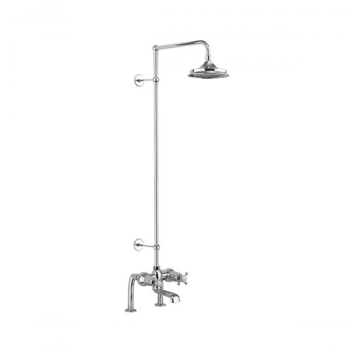 Burlington Tay Thermostatic Two Outlet Bath Shower Mixer with Vertical Riser and Fixed Head