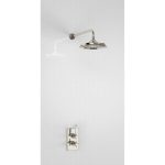 Arcade Nickel Concealed Thermostatic Single Outlet Shower Valve with Fixed Head and Wall Arm