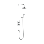 Burlington Trent Concealed Thermostatic Dual Function Diverter Shower Valve with Fixed Head and Wall Arm + Slide Rail Kit